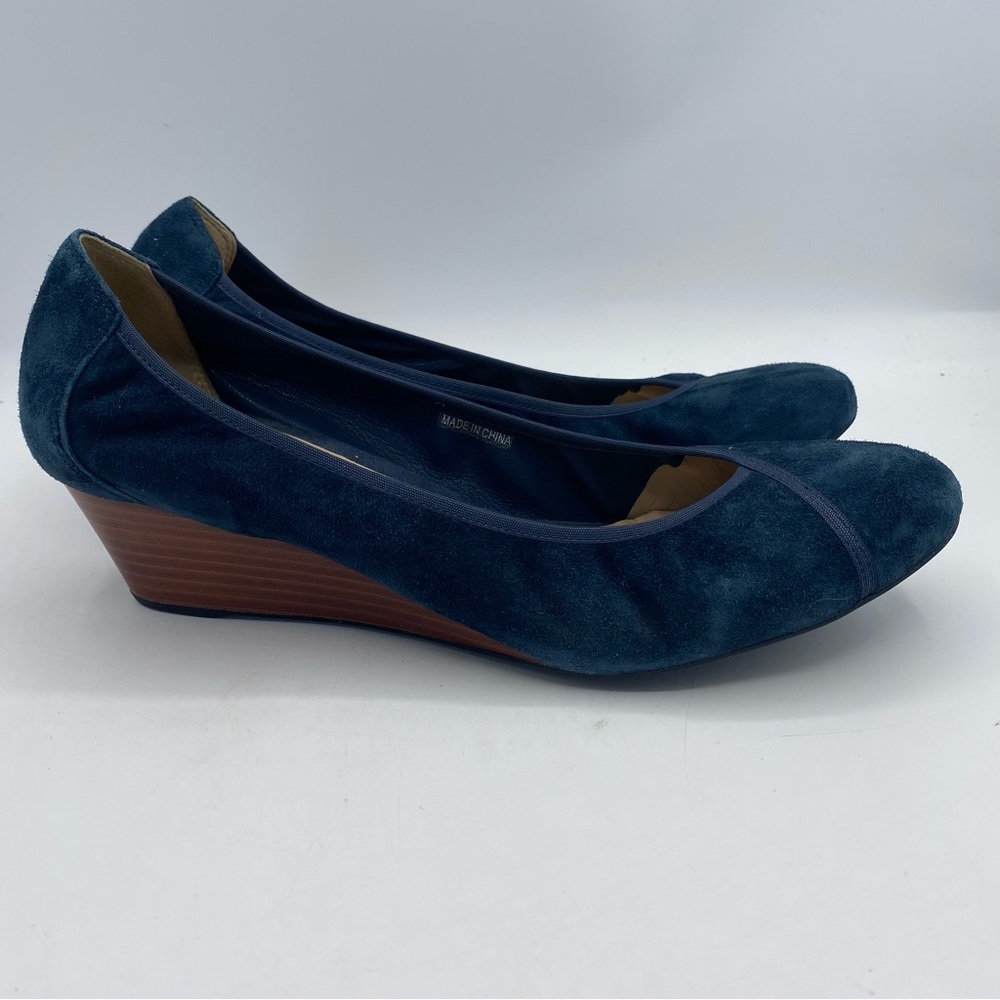 Geox Floralie Blue Suede Wedge Shoes Pumps Womens Size 10-10.5 EU 41